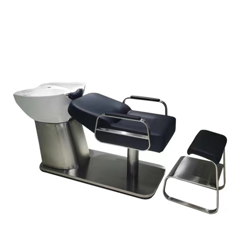 Stainless steel base hair salon shampoo chair shampoo bed shampoo table ZY-SC226