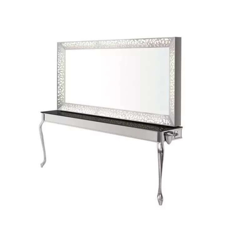 Hot sale hairdressing LED light stainless steel salon mirror station ZY-MS011